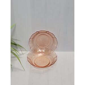 2 Vintage American Sweetheart Pink Cereal Bowls Depression Glass, MacBeth-Evans